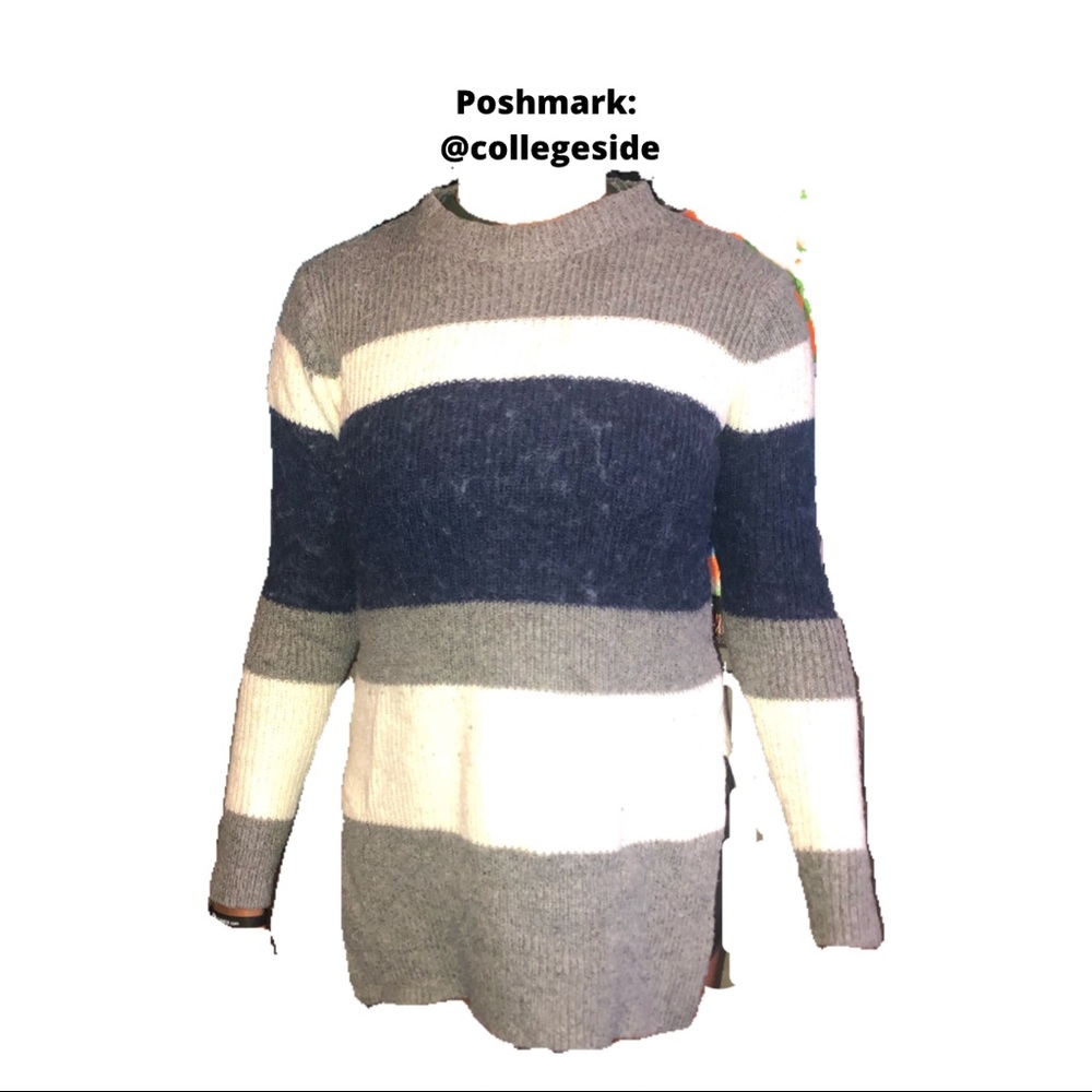 Forever21 Stripped Grey, Blue, and White Knit Sweater